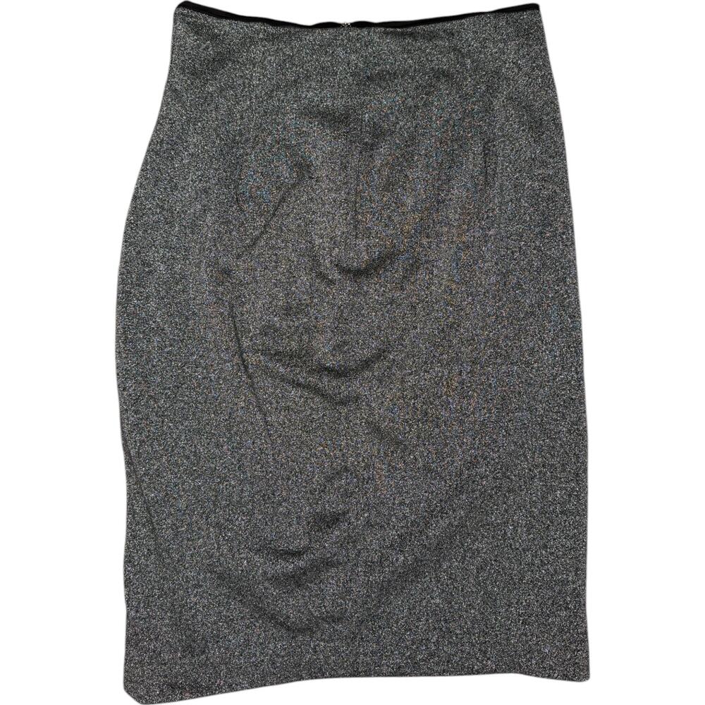 Worthington Womens 8 Black Silver Metallic Pencil Mini Skirt Business Casual‎